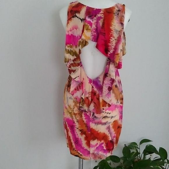 Ali Ro Fitted Dress Ruffled Multi Colored - Picture 6 of 8